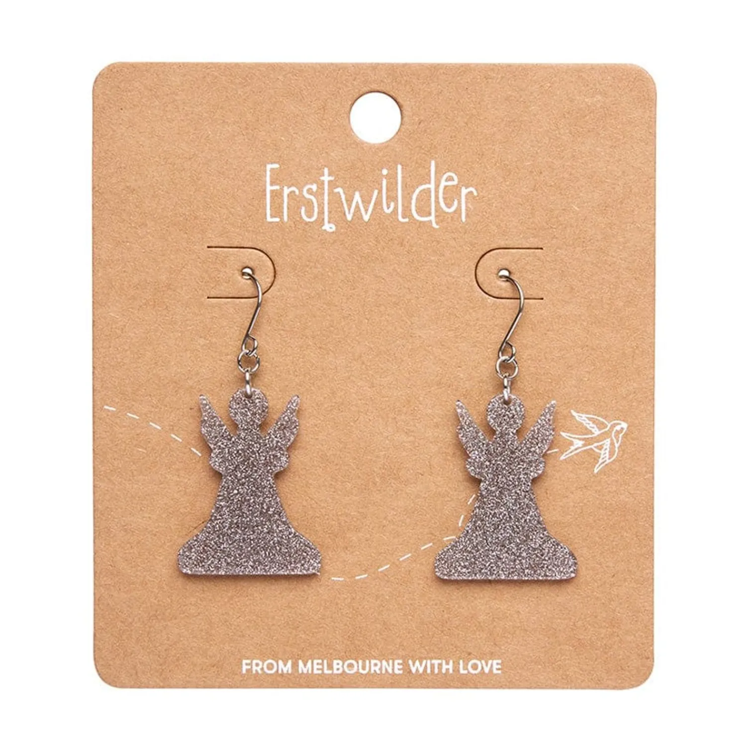 Angel Glitter Drop Earrings - Silver^Erstwilder Hot