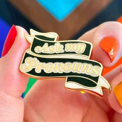 Ask My Pronouns Enamel Pin^Erstwilder Sale