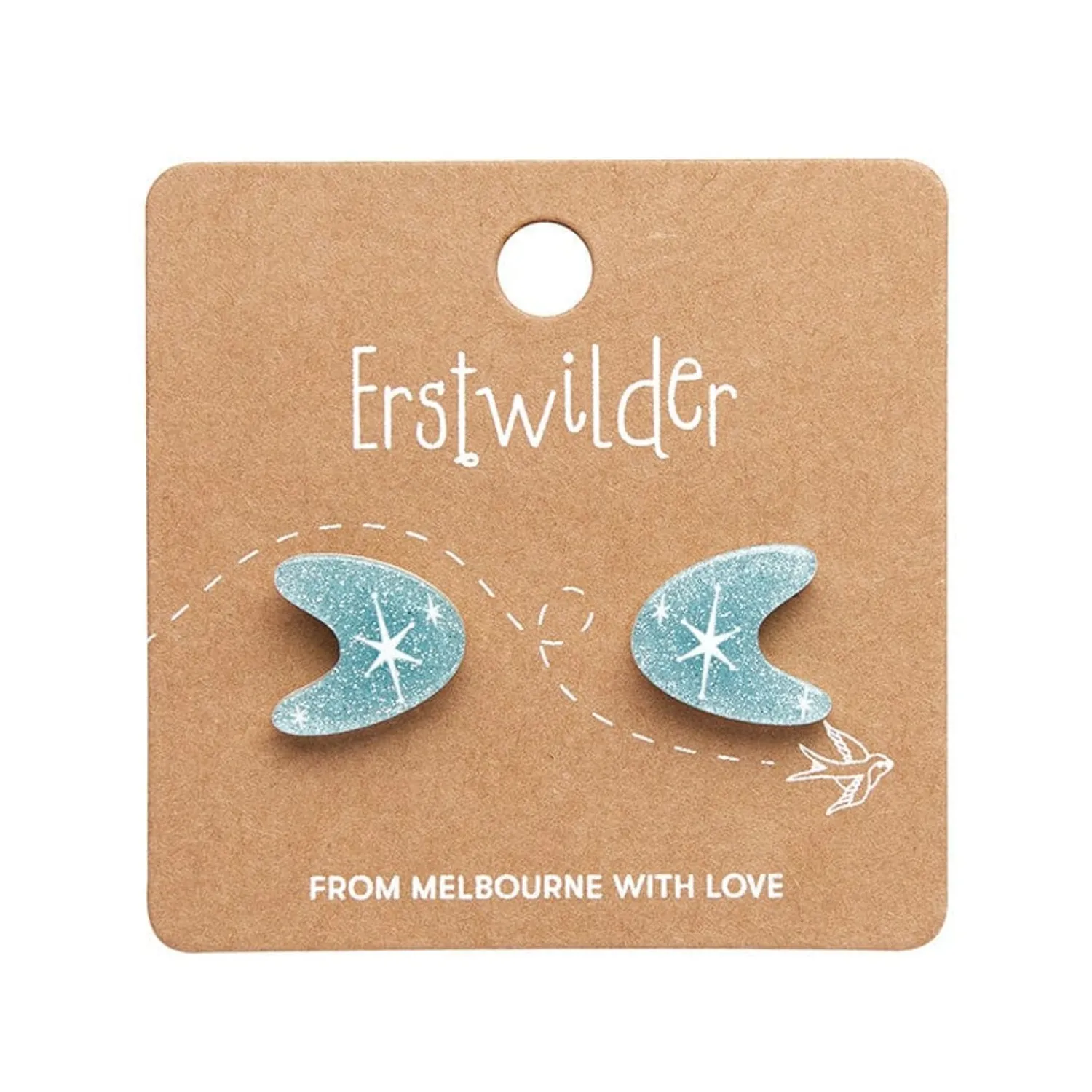 Atomic Boomerang Glitter Stud Earrings - Blue^Erstwilder