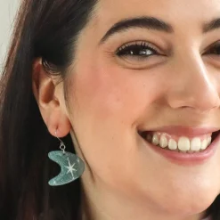 Atomic Boomerang Glitter Drop Earrings - Blue^Erstwilder Best