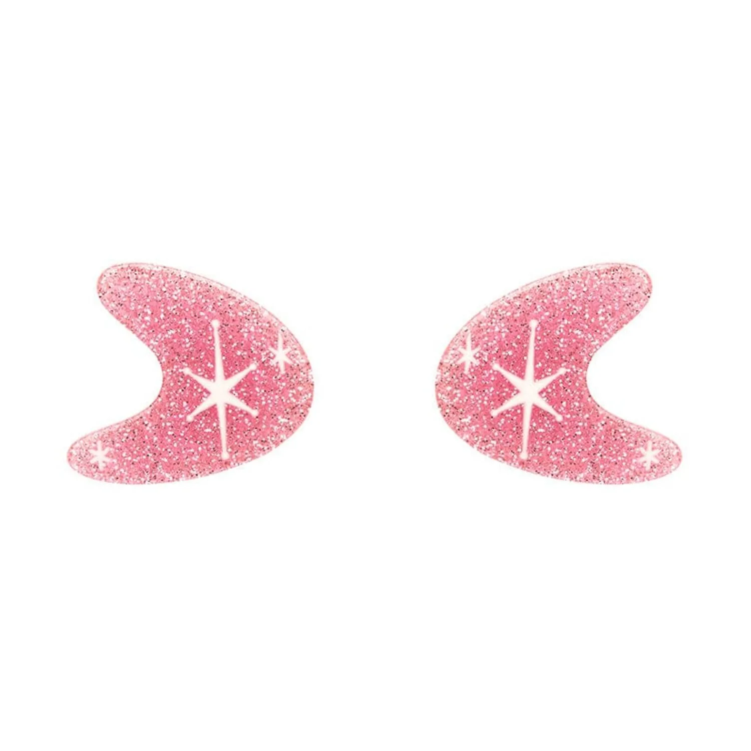 Atomic Boomerang Glitter Stud Earrings - Pink^Erstwilder Online