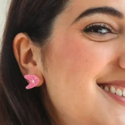 Atomic Boomerang Glitter Stud Earrings - Pink^Erstwilder Online