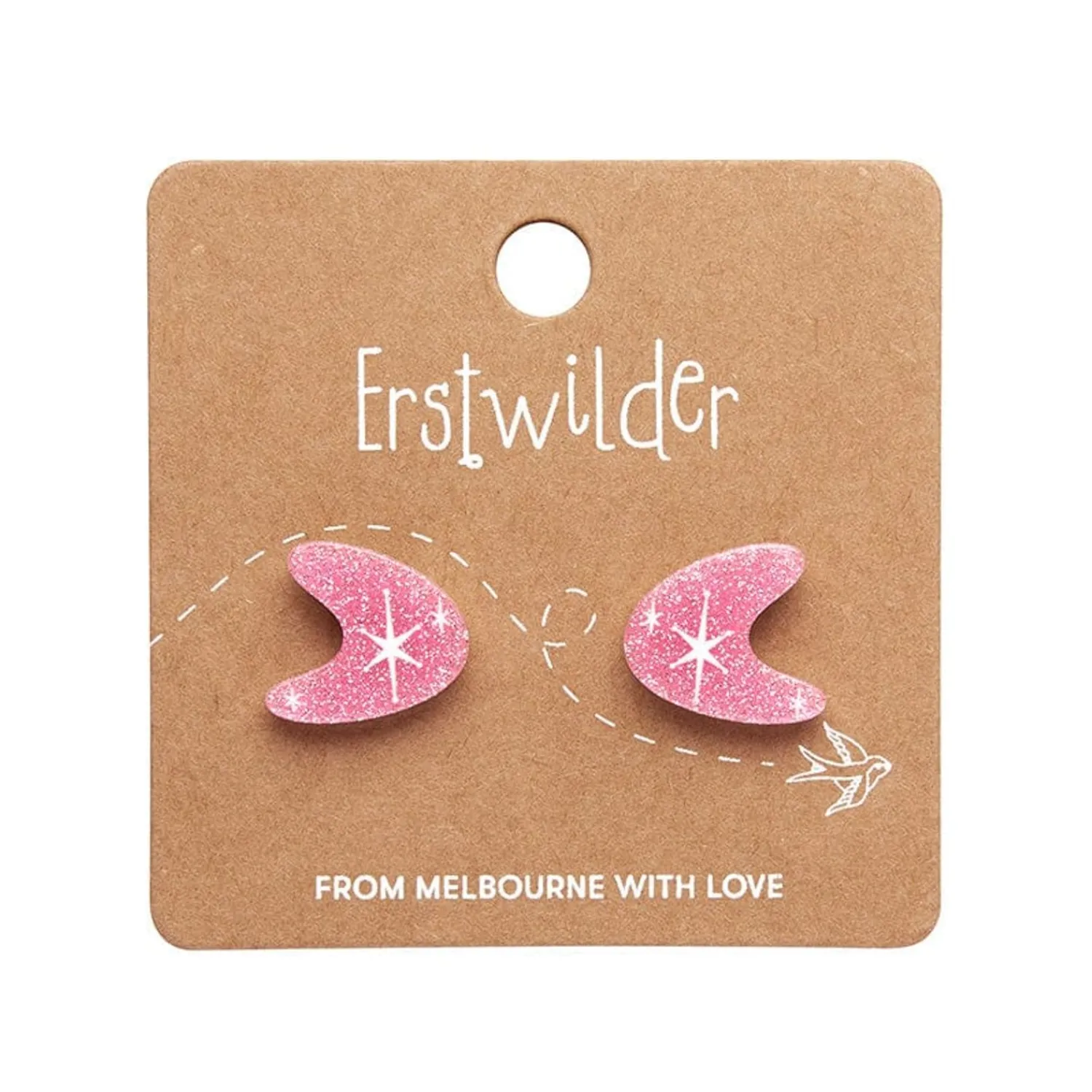 Atomic Boomerang Glitter Stud Earrings - Pink^Erstwilder Online