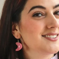 Atomic Boomerang Glitter Drop Earrings - Pink^Erstwilder Best