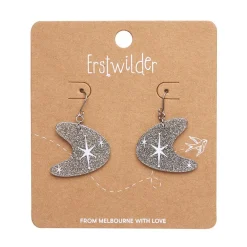 Atomic Boomerang Glitter Drop Earrings - Silver^Erstwilder New