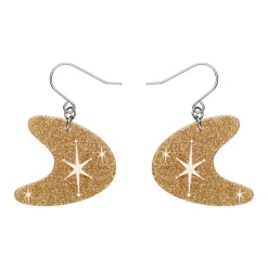 Atomic Boomerang Glitter Drop Earrings - Gold^Erstwilder Online