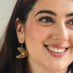 Atomic Boomerang Glitter Drop Earrings - Gold^Erstwilder Online