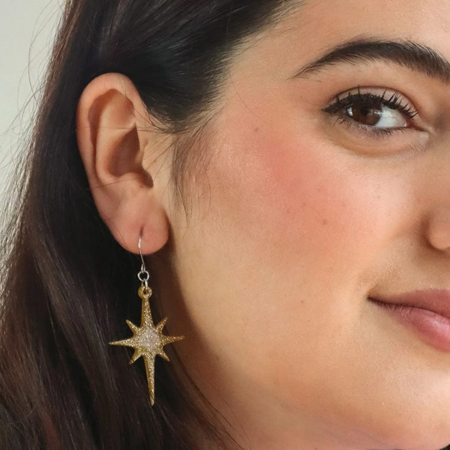Atomic Star Glitter Drop Earring - Gold^Erstwilder Hot