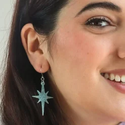 Atomic Star Glitter Drop Earring - Blue^Erstwilder Hot