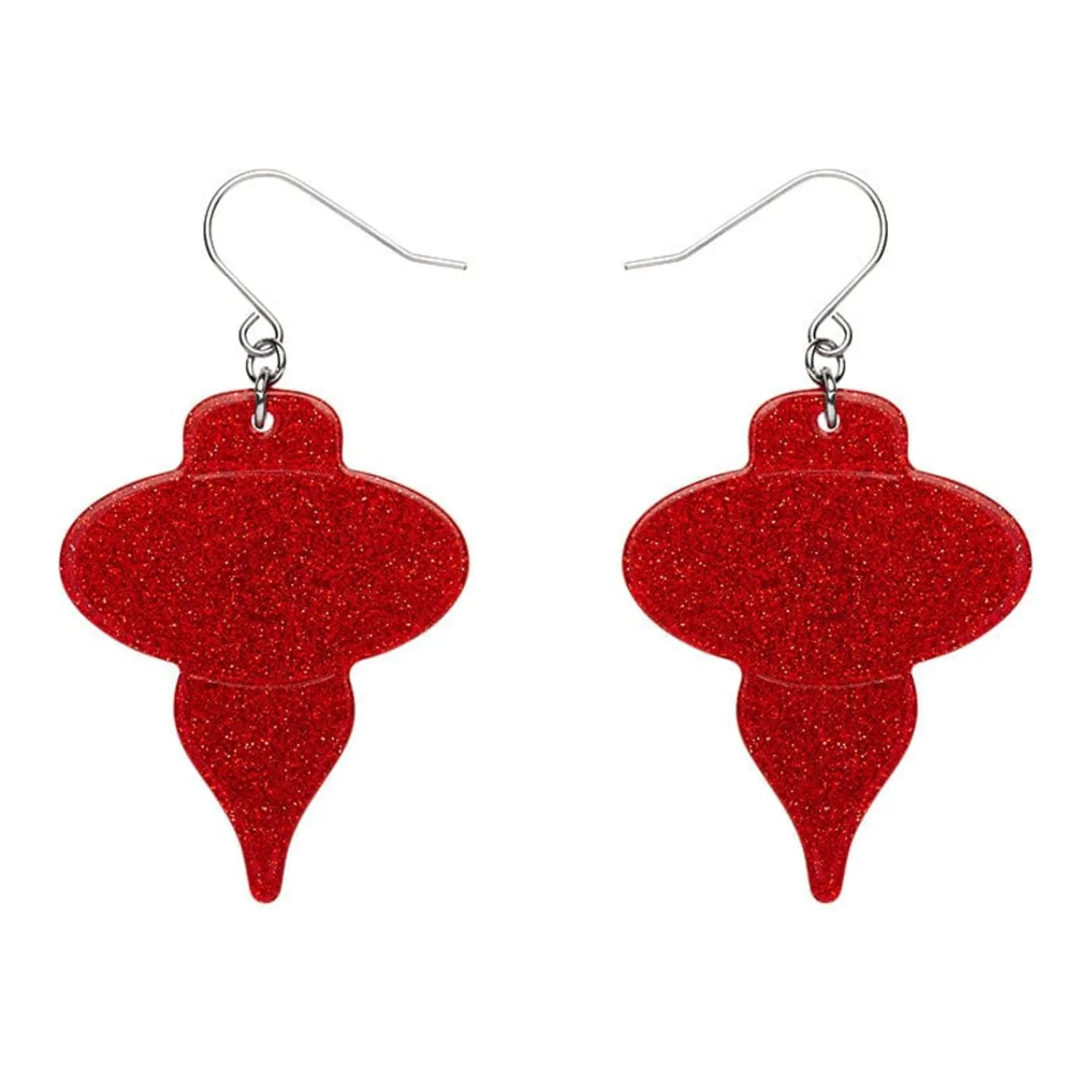 Baubles Glitter Drop Earrings - Red^Erstwilder Outlet