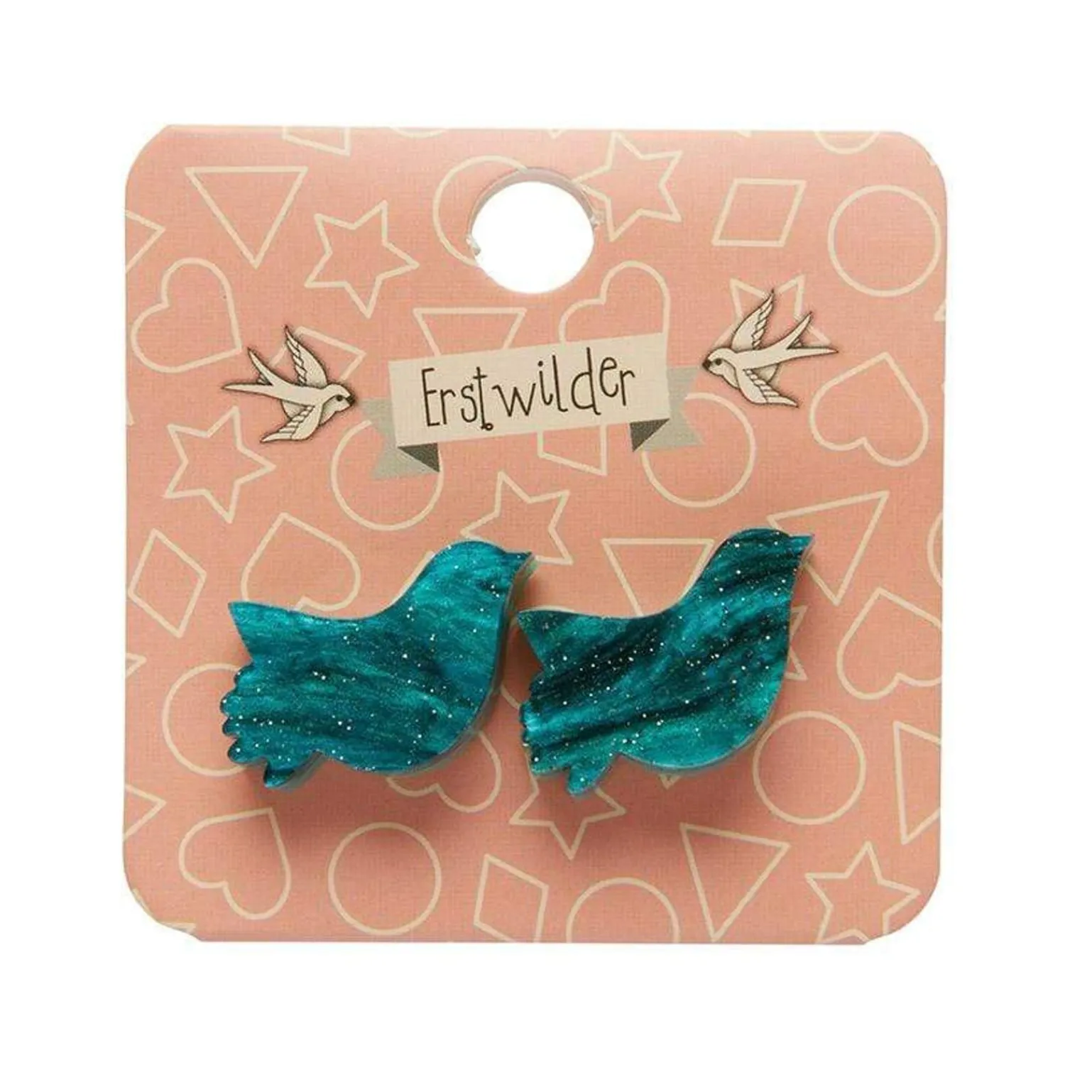Bird Ripple Glitter Resin Stud Earrings - Green^Erstwilder Hot