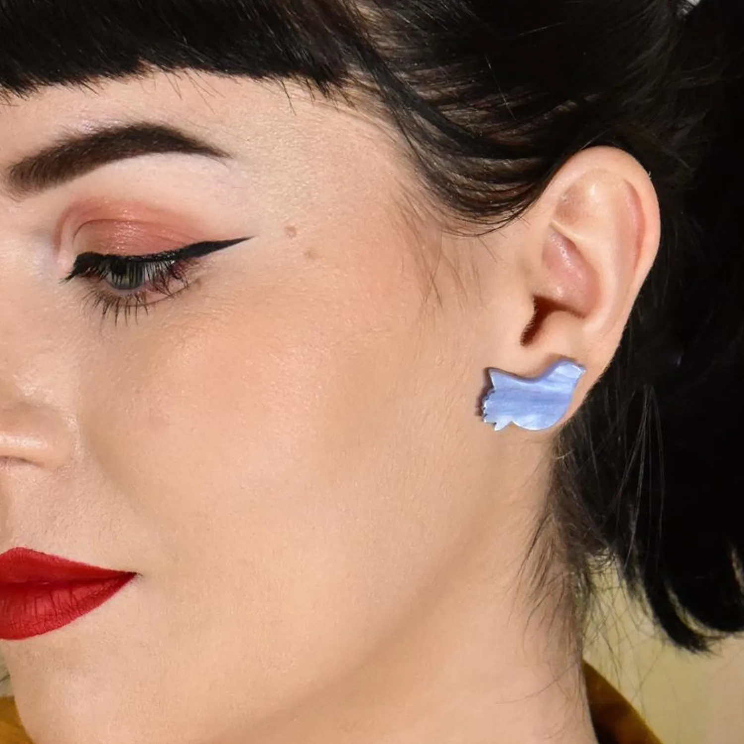 Bird Ripple Resin Stud Earrings - Blue^Erstwilder Clearance