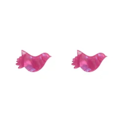 Bird Textured Glitter Resin Stud Earrings - Fuchsia^Erstwilder