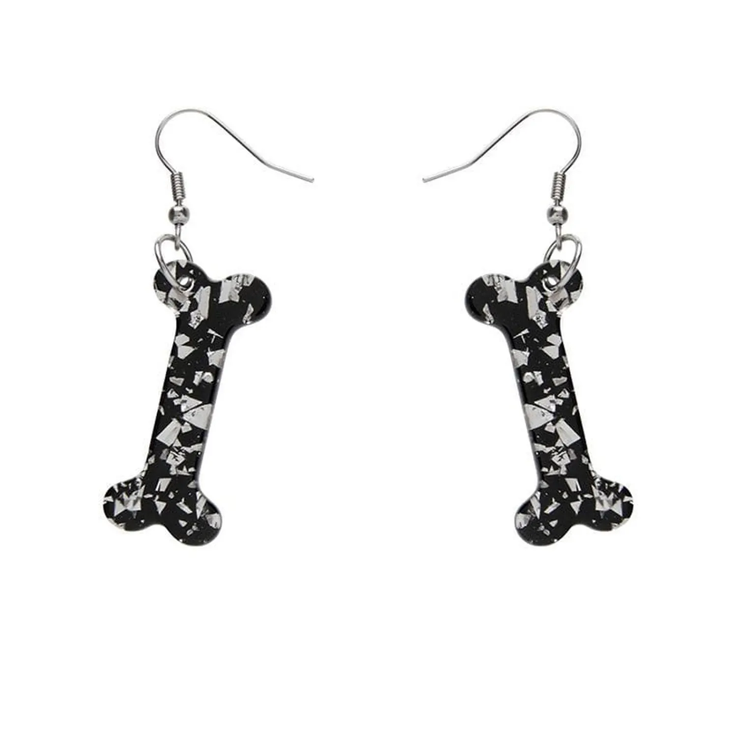 Bones Chunky Glitter Resin Drop Earrings - White^Erstwilder Clearance