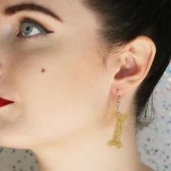 Bones Glitter Resin Drop Earrings - Gold^Erstwilder Online