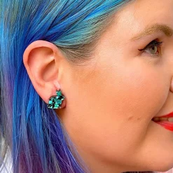 Bunny Chunky Glitter Resin Stud Earrings - Green^Erstwilder Sale