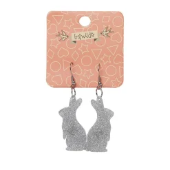 Bunny Glitter Resin Drop Earrings - Silver^Erstwilder Online