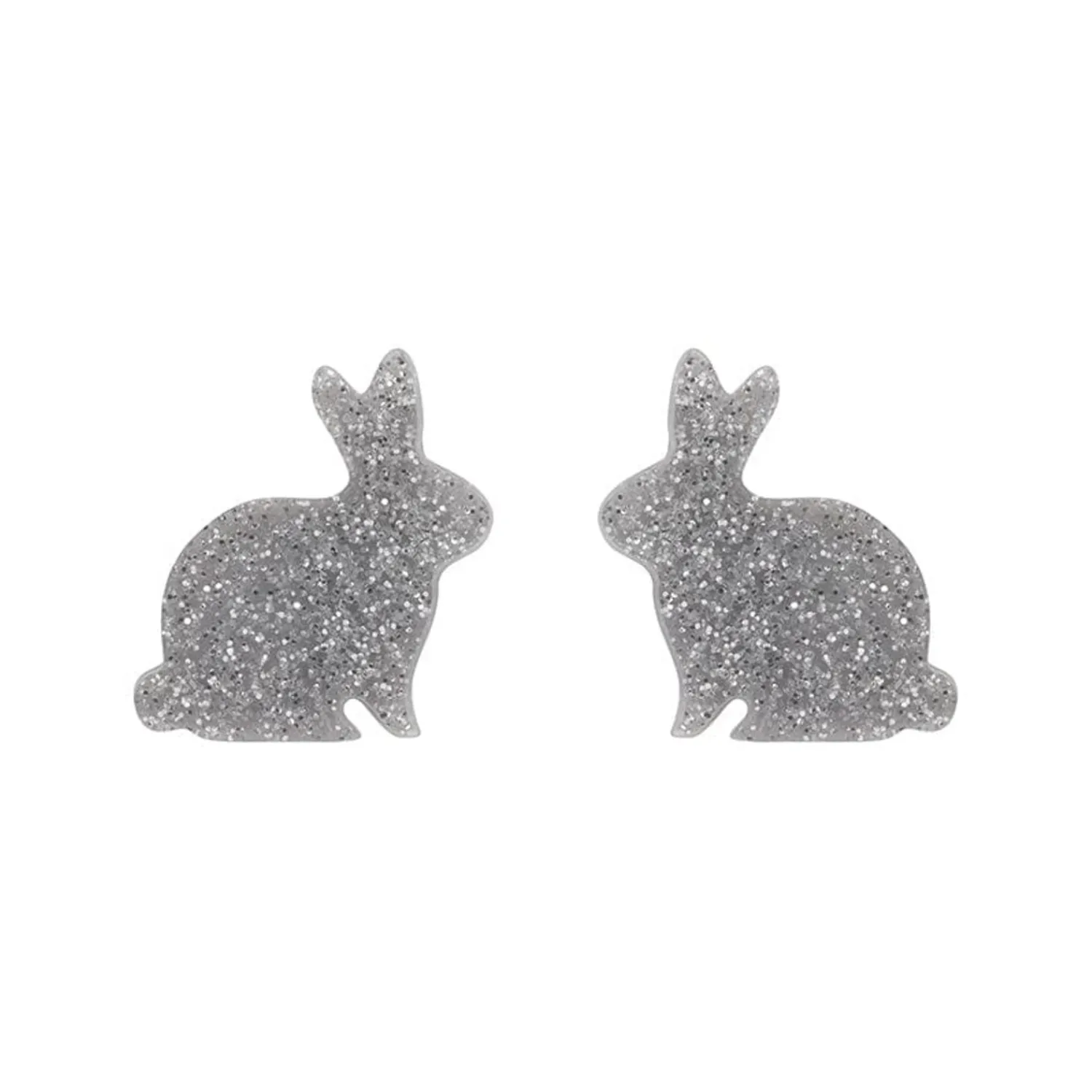 Bunny Glitter Resin Stud Earrings - Silver^Erstwilder Sale