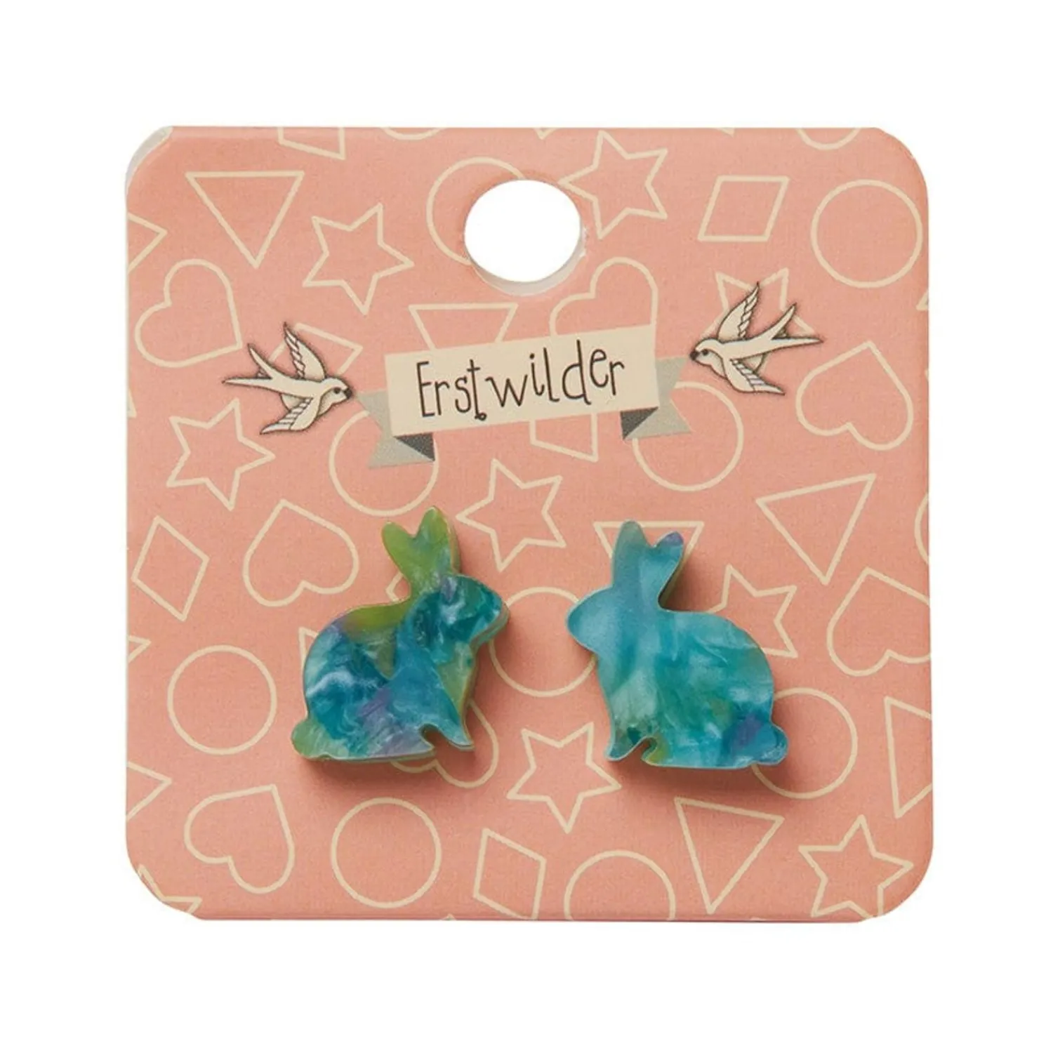 Bunny Mottled Resin Stud Earrings - Green^Erstwilder Clearance