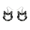 Cat Head Chunky Glitter Resin Drop Earrings - Silver^Erstwilder