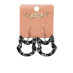 Cat Head Chunky Glitter Resin Drop Earrings - Silver^Erstwilder