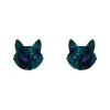 Cat Head Lava Resin Stud Earrings - Green^Erstwilder Outlet