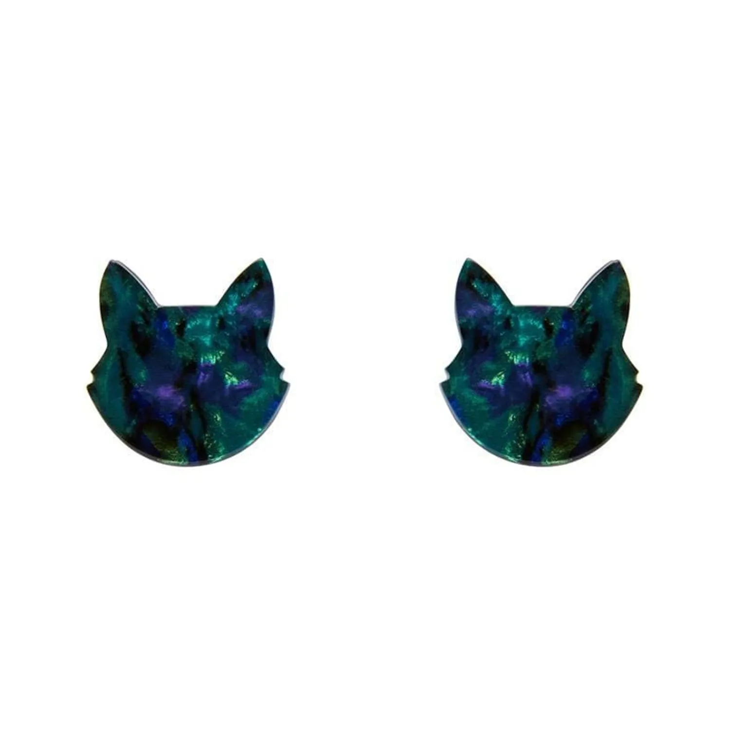 Cat Head Lava Resin Stud Earrings - Green^Erstwilder Outlet