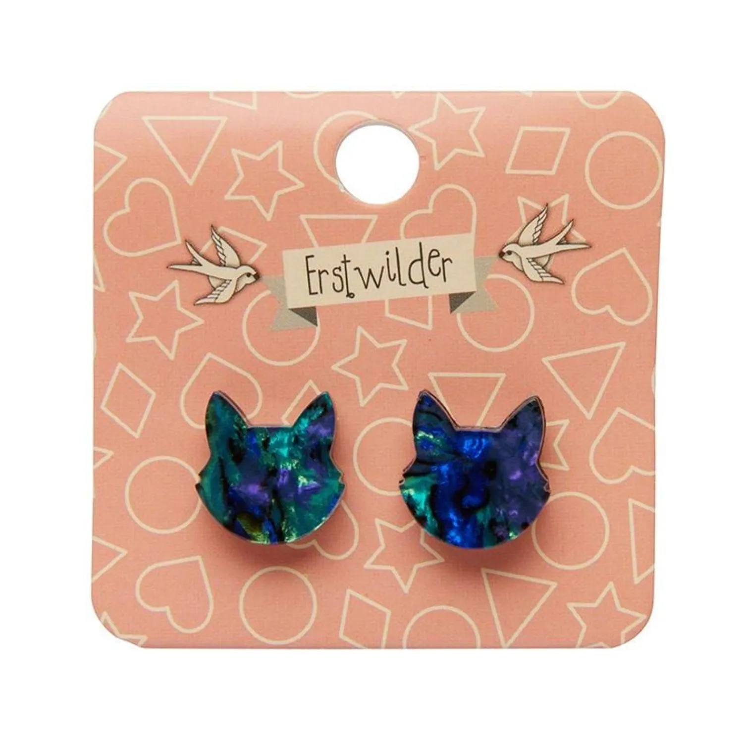 Cat Head Lava Resin Stud Earrings - Green^Erstwilder Outlet