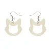 Cat Head Ripple Resin Drop Earrings - White^Erstwilder