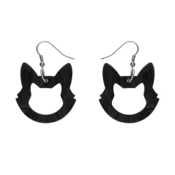 Cat Head Ripple Resin Drop Earrings - Black^Erstwilder Hot