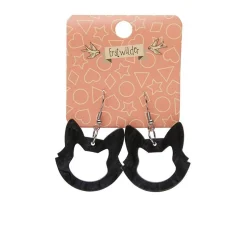 Cat Head Ripple Resin Drop Earrings - Black^Erstwilder Hot