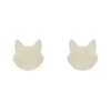 Cat Head Ripple Resin Stud Earrings - White^Erstwilder Clearance