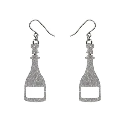 Champagne Glitter Drop Earrings - Silver^Erstwilder Outlet
