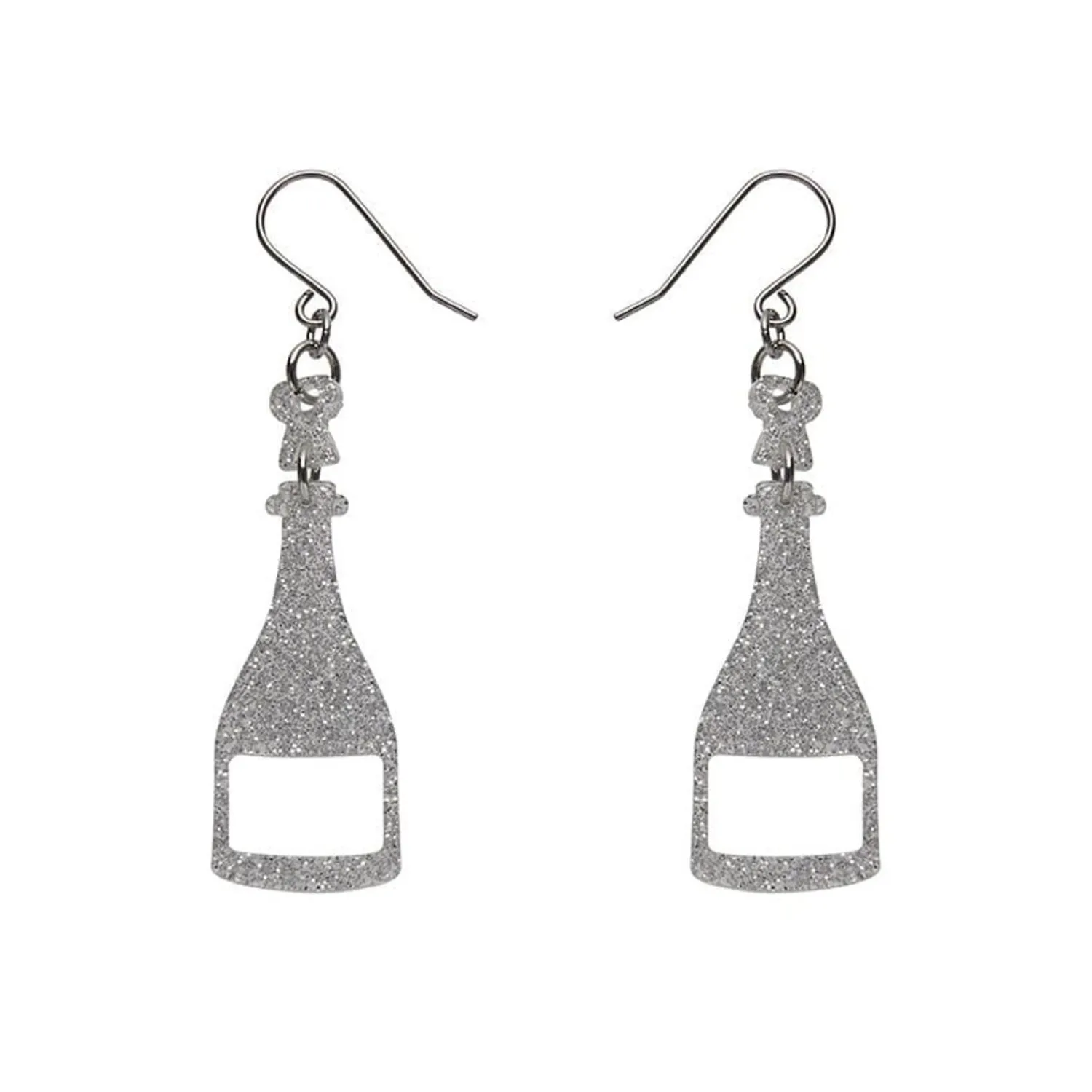 Champagne Glitter Drop Earrings - Silver^Erstwilder Outlet