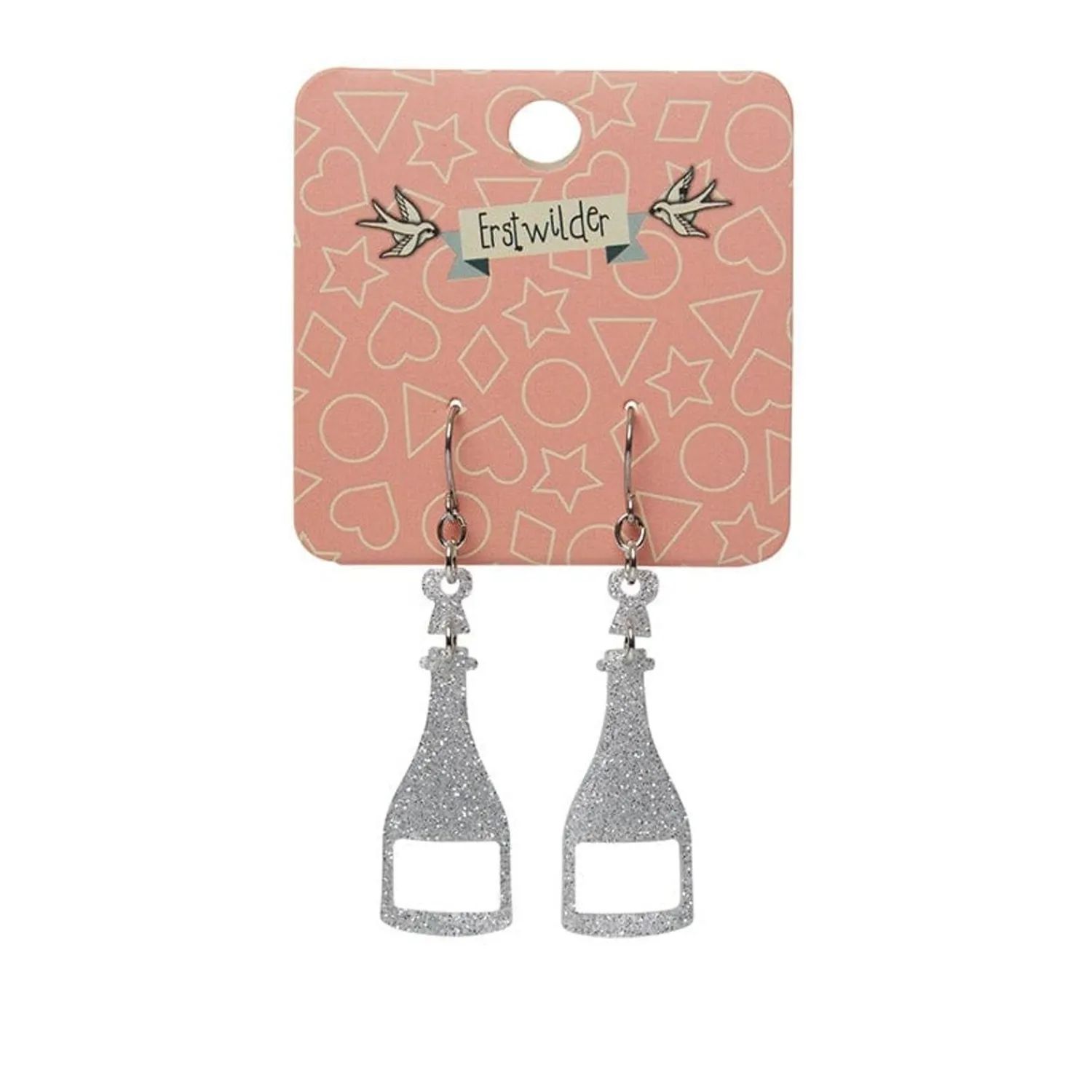 Champagne Glitter Drop Earrings - Silver^Erstwilder Outlet