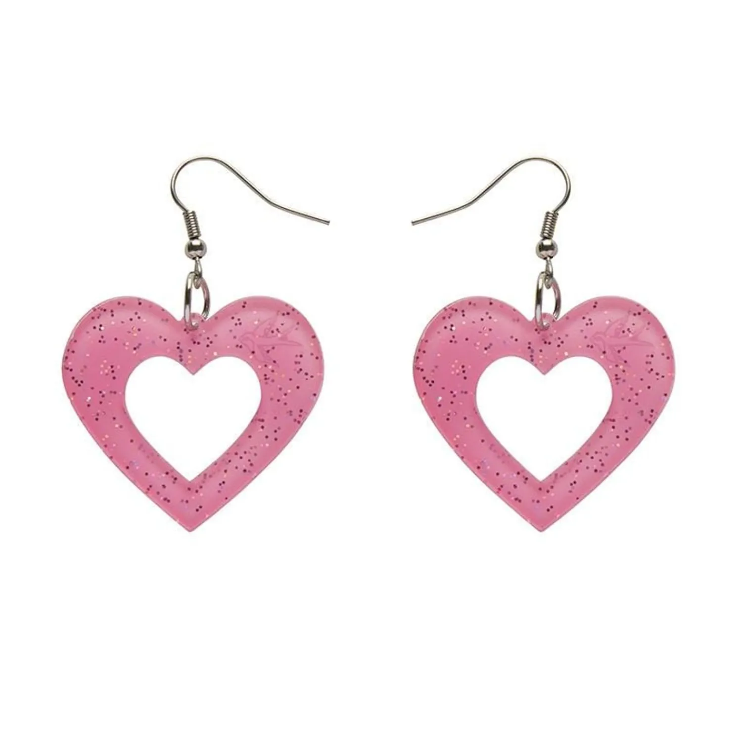 Heart Glitter Resin Drop Earrings - Pink^Erstwilder Discount