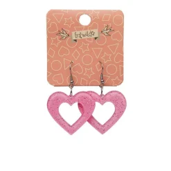 Heart Glitter Resin Drop Earrings - Pink^Erstwilder Discount
