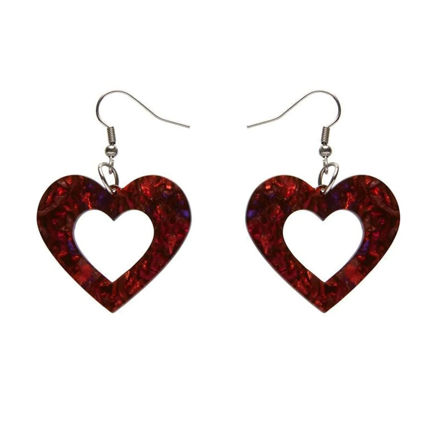 Heart Lava Resin Drop Earrings - Red^Erstwilder