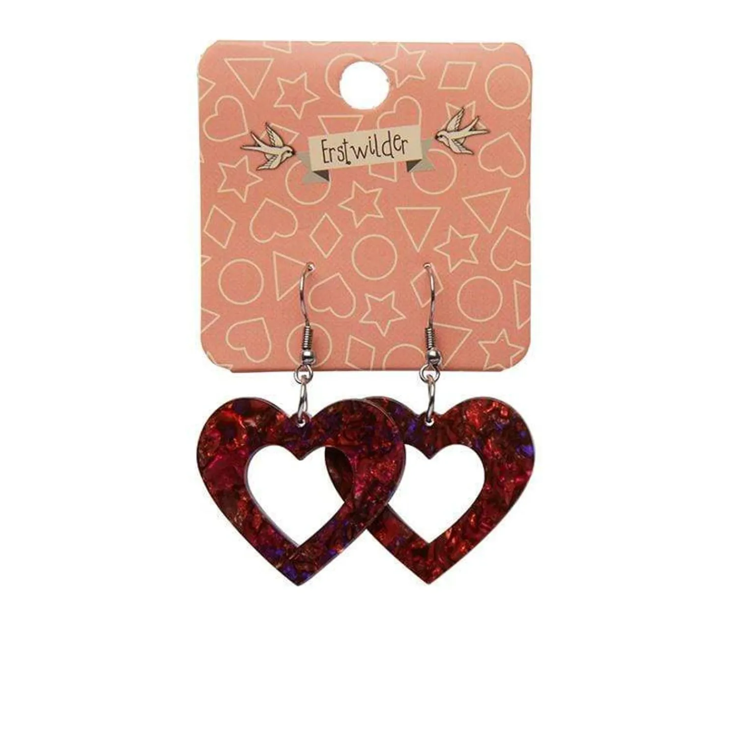 Heart Lava Resin Drop Earrings - Red^Erstwilder