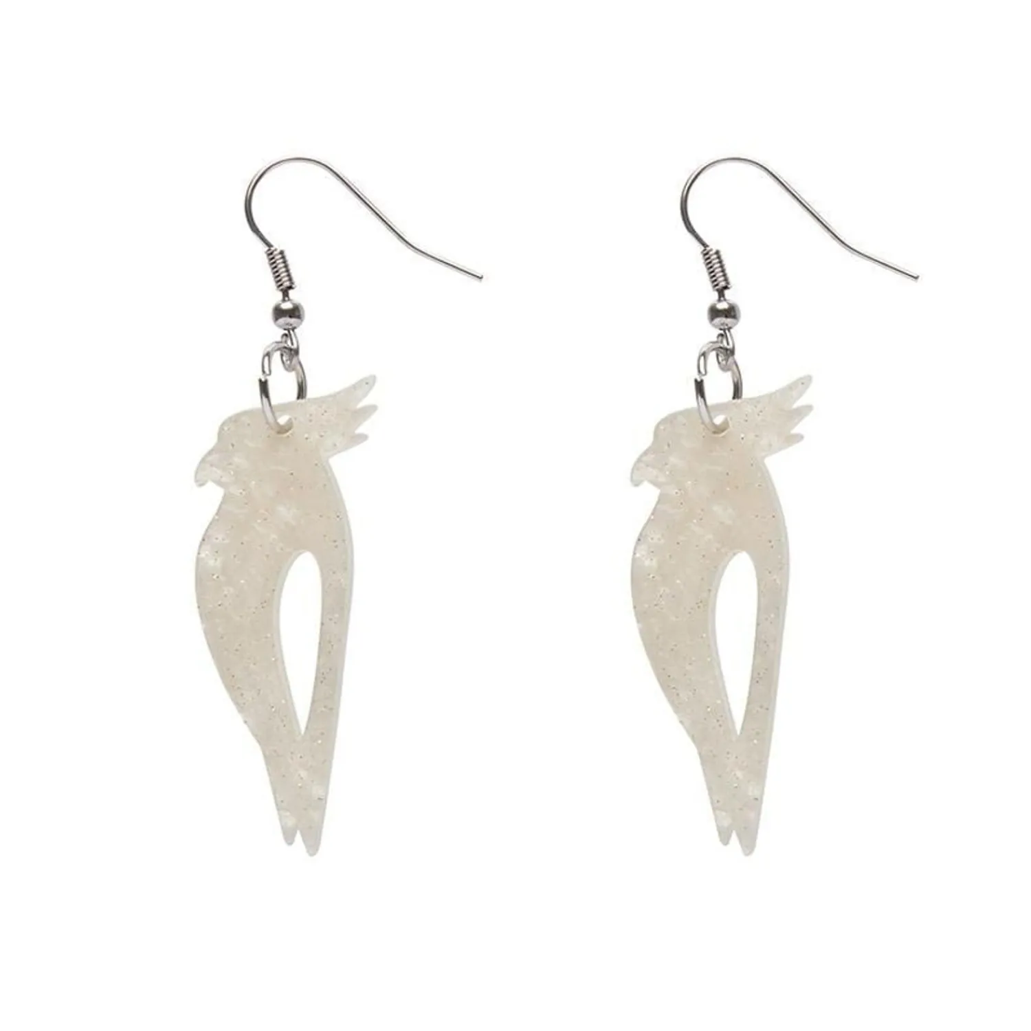 Kookaburra Ripple Glitter Resin Drop Earrings - Cream^Erstwilder Sale