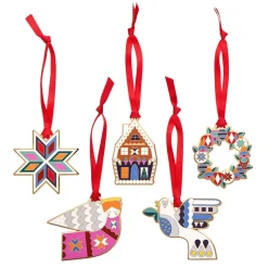 Modern Holiday Enamel Tree Ornament Pack - 5 Piece^Erstwilder Sale