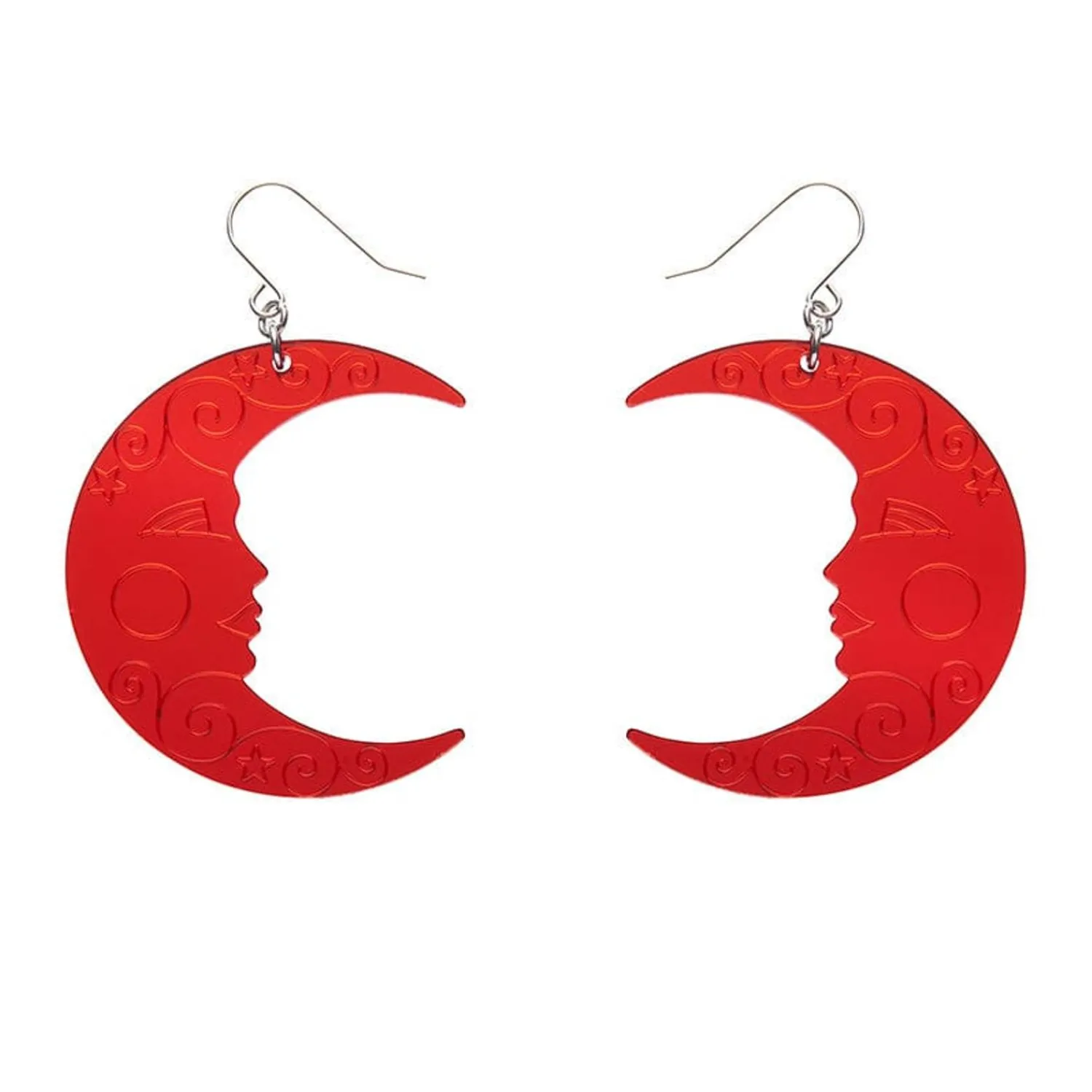 Moon Mirror Drop Earrings - Red^Erstwilder
