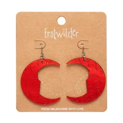 Moon Mirror Drop Earrings - Red^Erstwilder