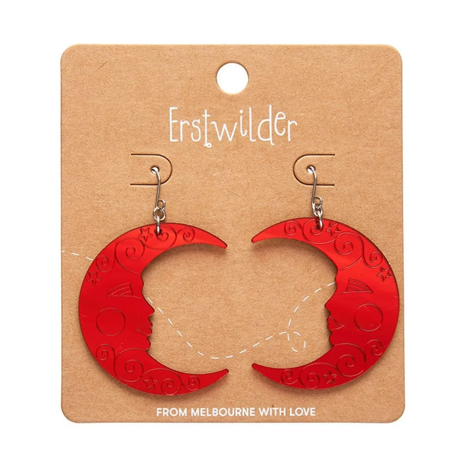 Moon Mirror Drop Earrings - Red^Erstwilder