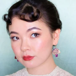 Mushroom Textured Resin Drop Earrings - Pink^Erstwilder