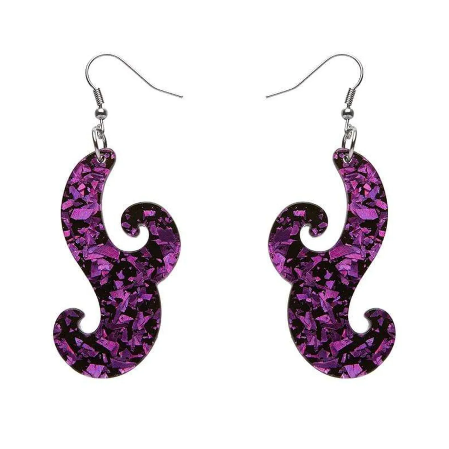 Nouveau Chunky Glitter Resin Drop Earrings - Purple^Erstwilder