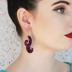 Nouveau Chunky Glitter Resin Drop Earrings - Purple^Erstwilder