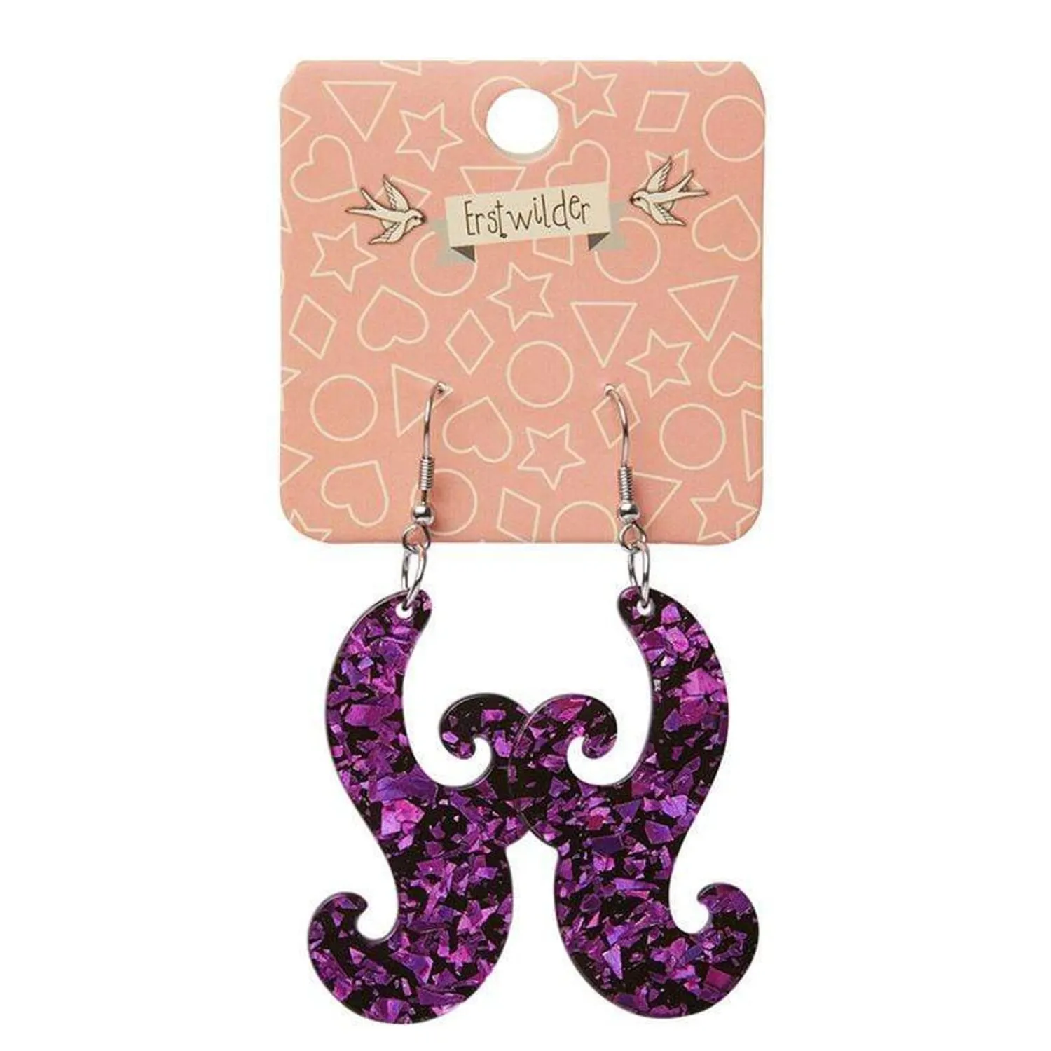 Nouveau Chunky Glitter Resin Drop Earrings - Purple^Erstwilder