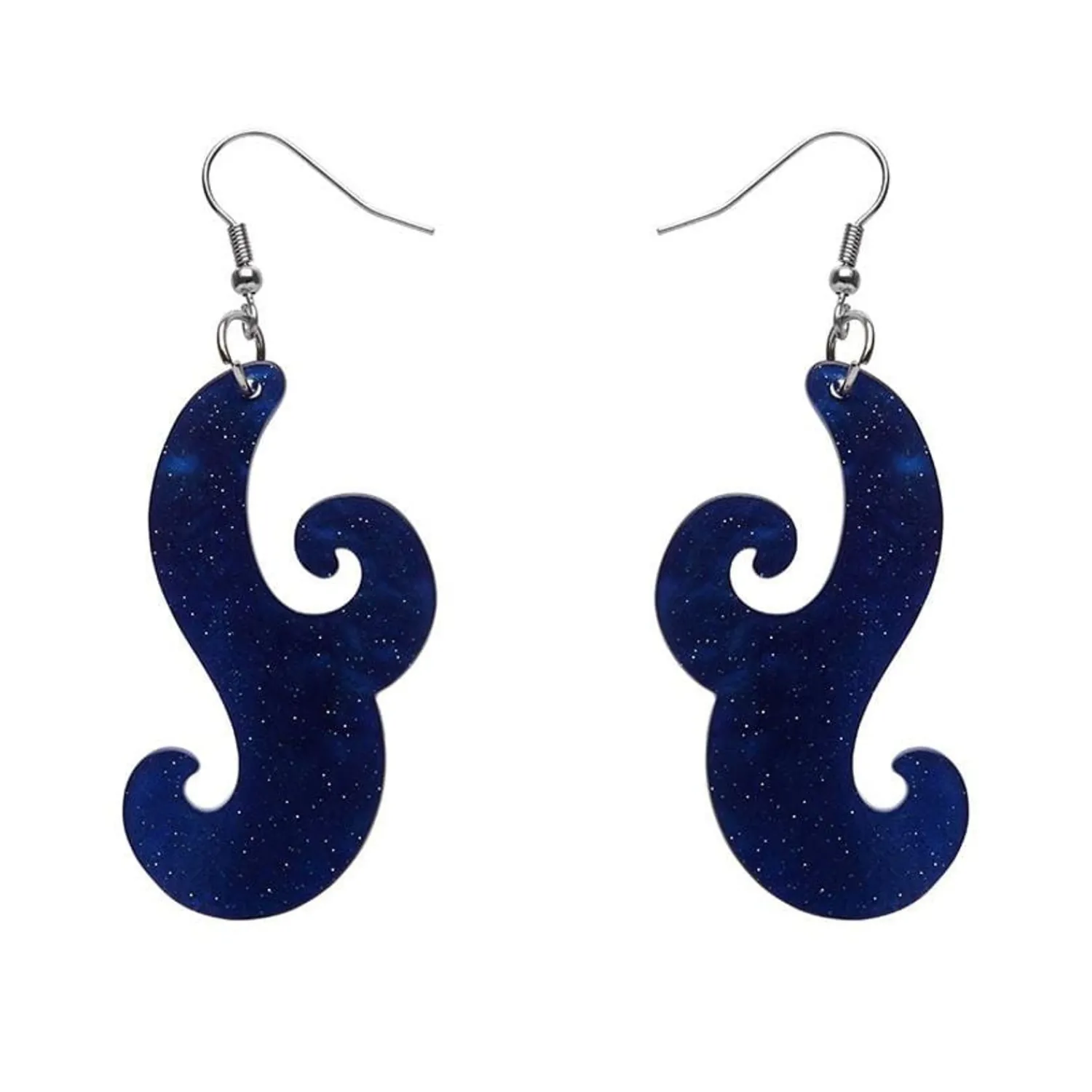 Nouveau Ripple Glitter Resin Drop Earrings - Dark Blue^Erstwilder Online
