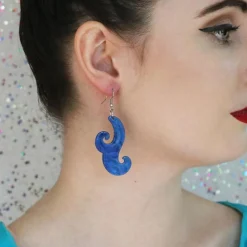 Nouveau Ripple Glitter Resin Drop Earrings - Dark Blue^Erstwilder Online